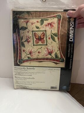 Dimensions Honeysuckle Butterfly Needlepoint Pillow Canvas - Floral Butterfly